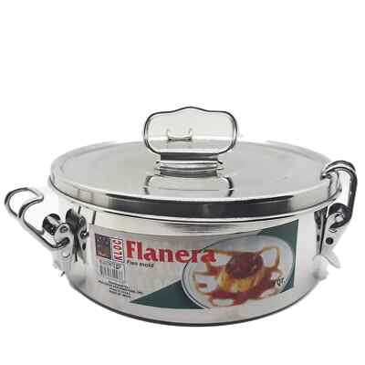 6-Inch Diameter Flanera, 1.Qt. with lock and lid with handle, stainless ste