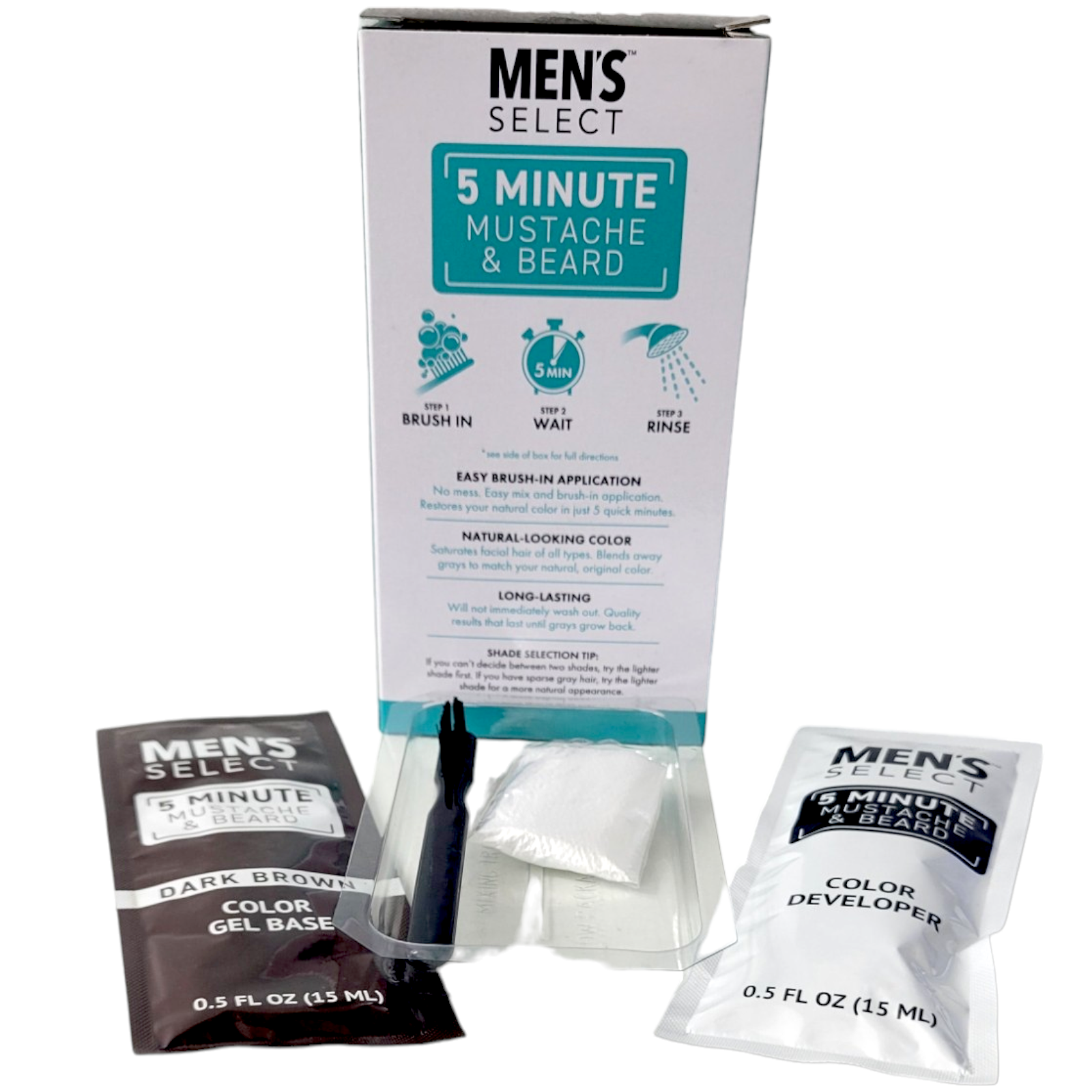 Men's Select 5-Minute Mustache & Beard Hair Color, Dark Brown - Image 7